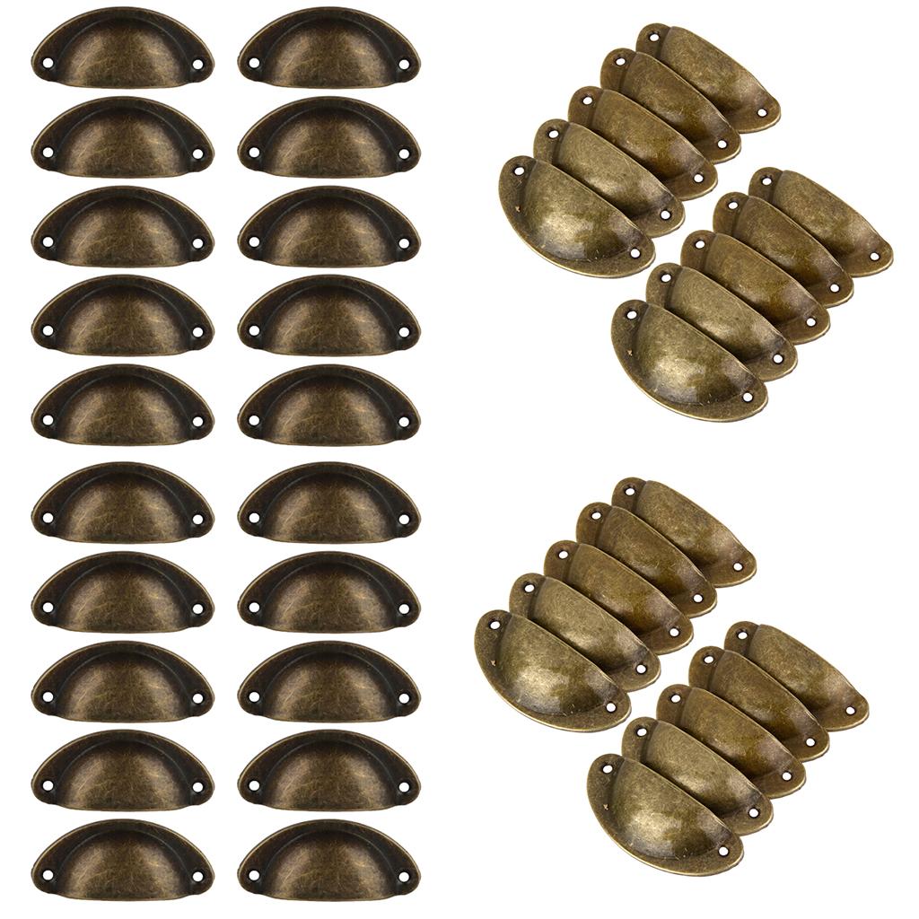40Pcs Bronze Cabinet Cup Handles Knobs Wardrobe Drawer Shell Pull Handles