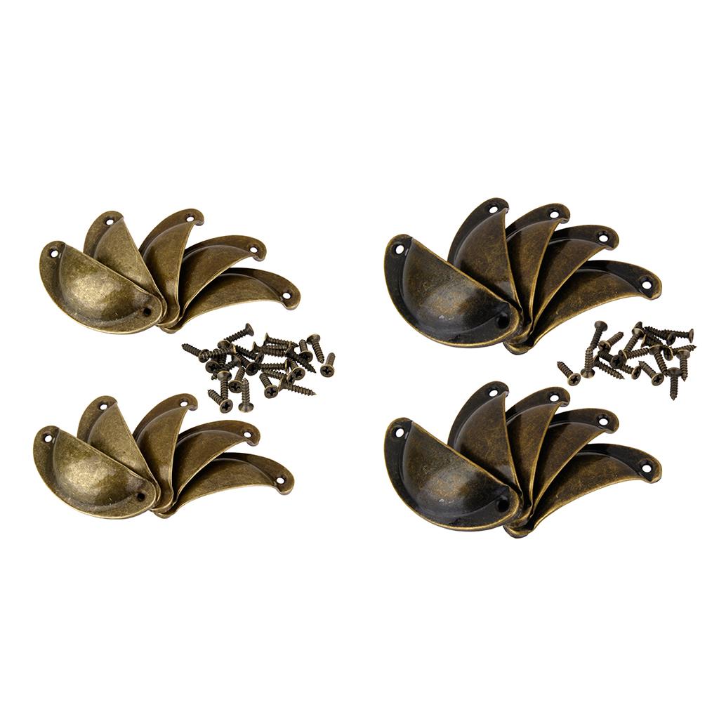 20Pcs Bronze Cabinet Cup Handles Knob Wardrobe Drawer Shell Pull Handles