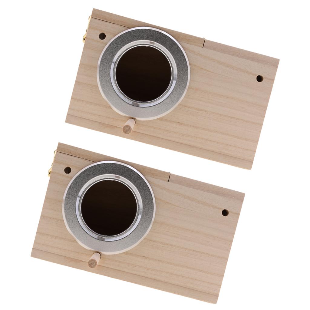 2pcs Wooden Wild Bird Nest Box Nesting Feeding Feeder Station House & Stick