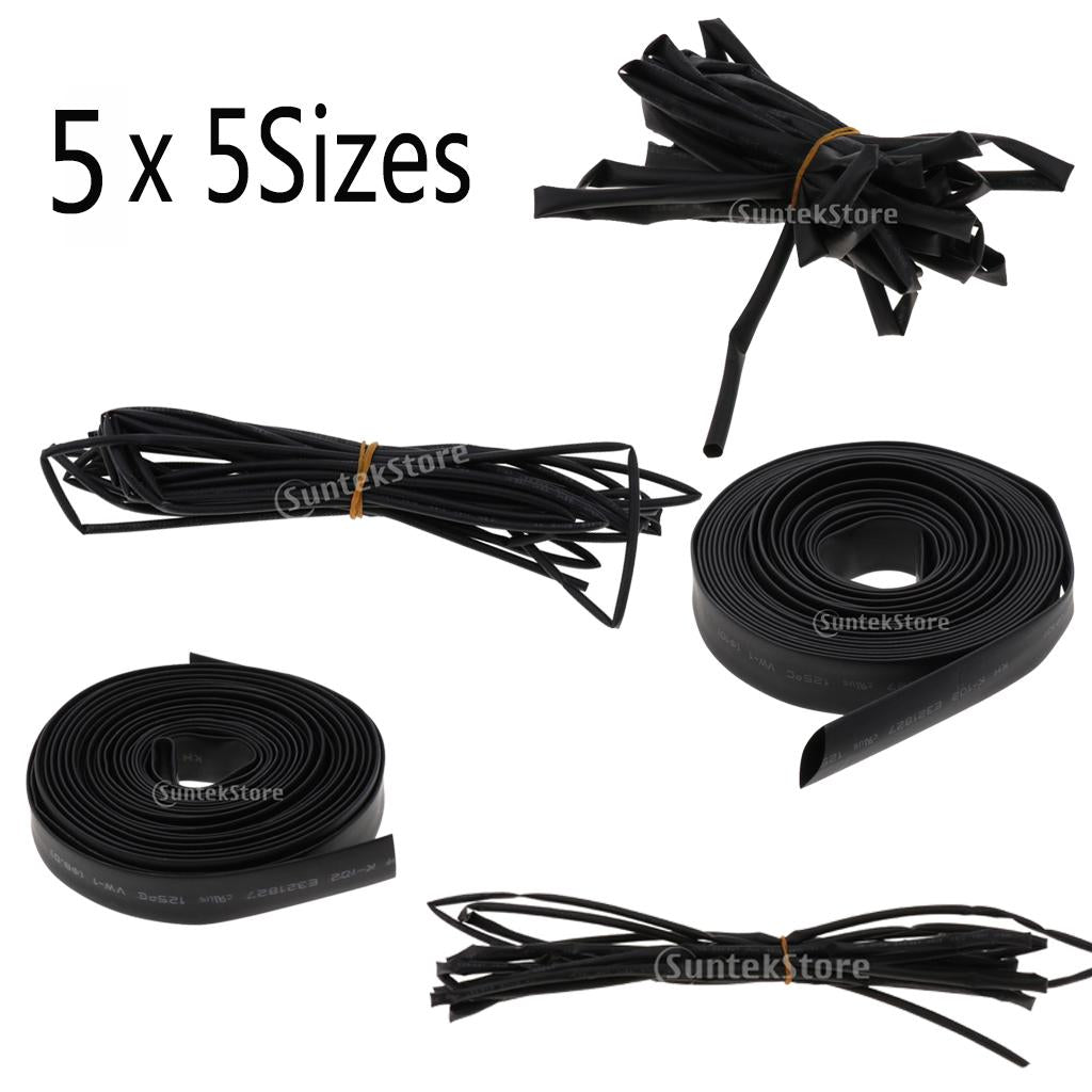 5Set Ratio 2:1 Waterproof Heatshrink Tube Tubing Heat Shrink Sleeve Wrap 5M
