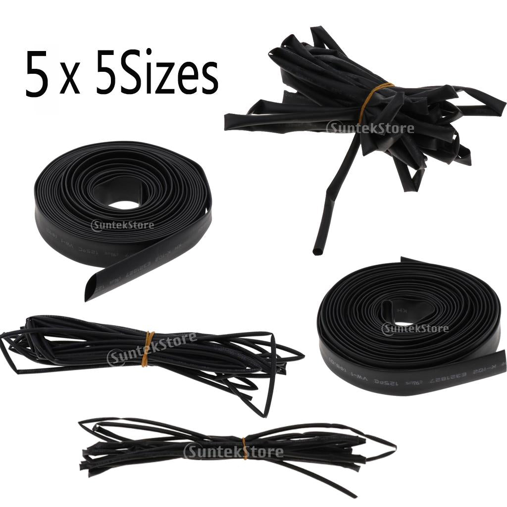 5Set Ratio 2:1 Waterproof Heatshrink Tube Tubing Heat Shrink Sleeve Wrap 5M