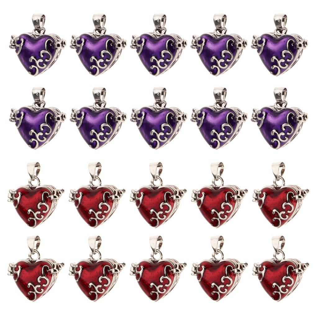 20 Piece Purple Red Enamel Love Heart Locket Cremation Memorial Urn Pendant