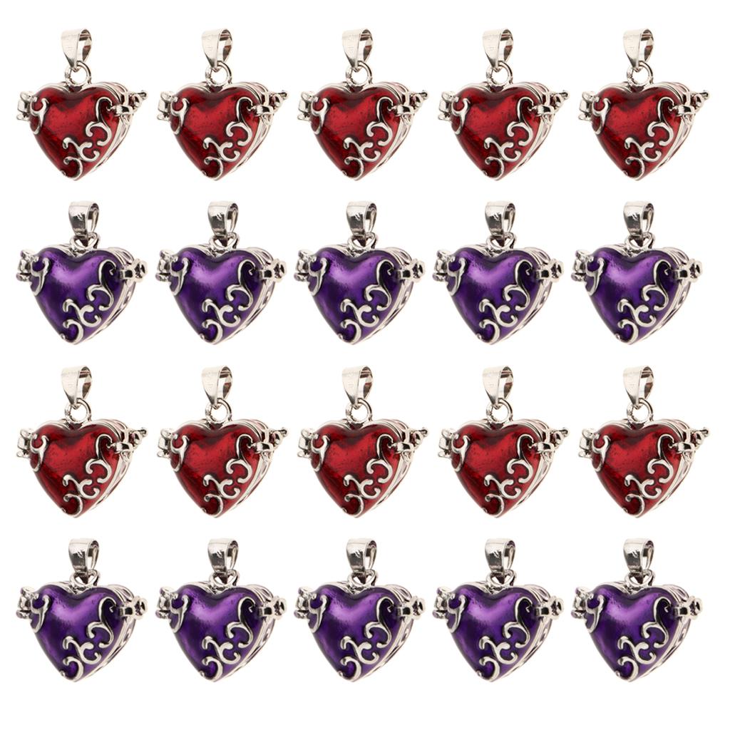 20 Piece Purple Red Enamel Love Heart Locket Cremation Memorial Urn Pendant