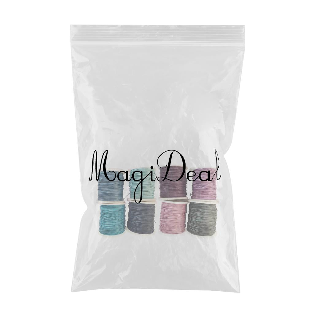 8 Rolls 80 Meters Waxed Cotton Cord Thread Jewelry Making Accessories 1mm