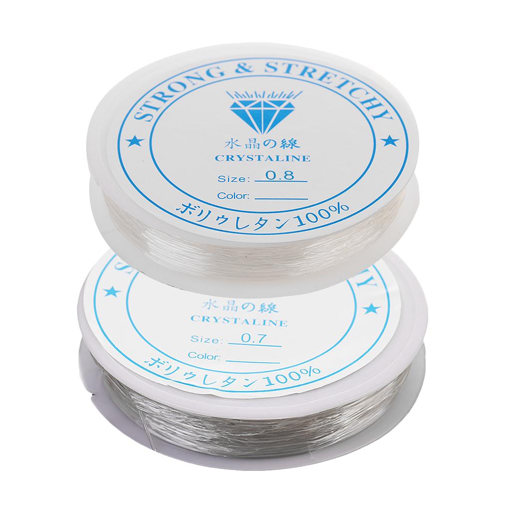 2 Pieces 10 Meters Clear Elastic Thread Cord For Jewelry Making 0.7mm 0.8mm