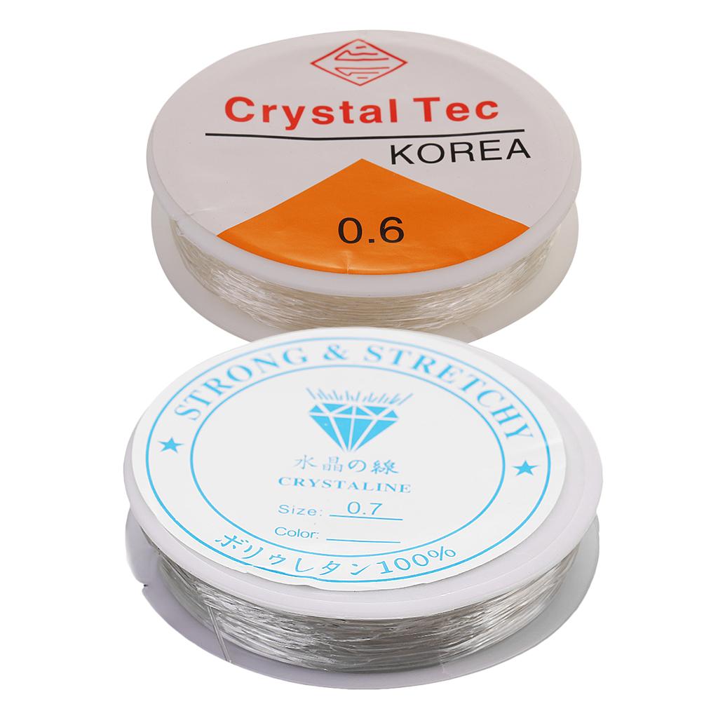 2 Pieces 10 Meters Clear Elastic Thread Cord For Jewelry Making 0.7mm 0.6mm