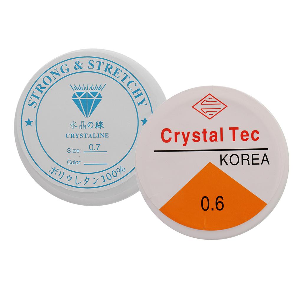 2 Pieces 10 Meters Clear Elastic Thread Cord For Jewelry Making 0.7mm 0.6mm