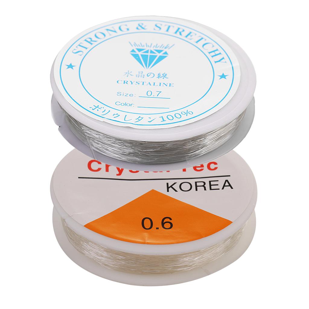 2 Pieces 10 Meters Clear Elastic Thread Cord For Jewelry Making 0.7mm 0.6mm