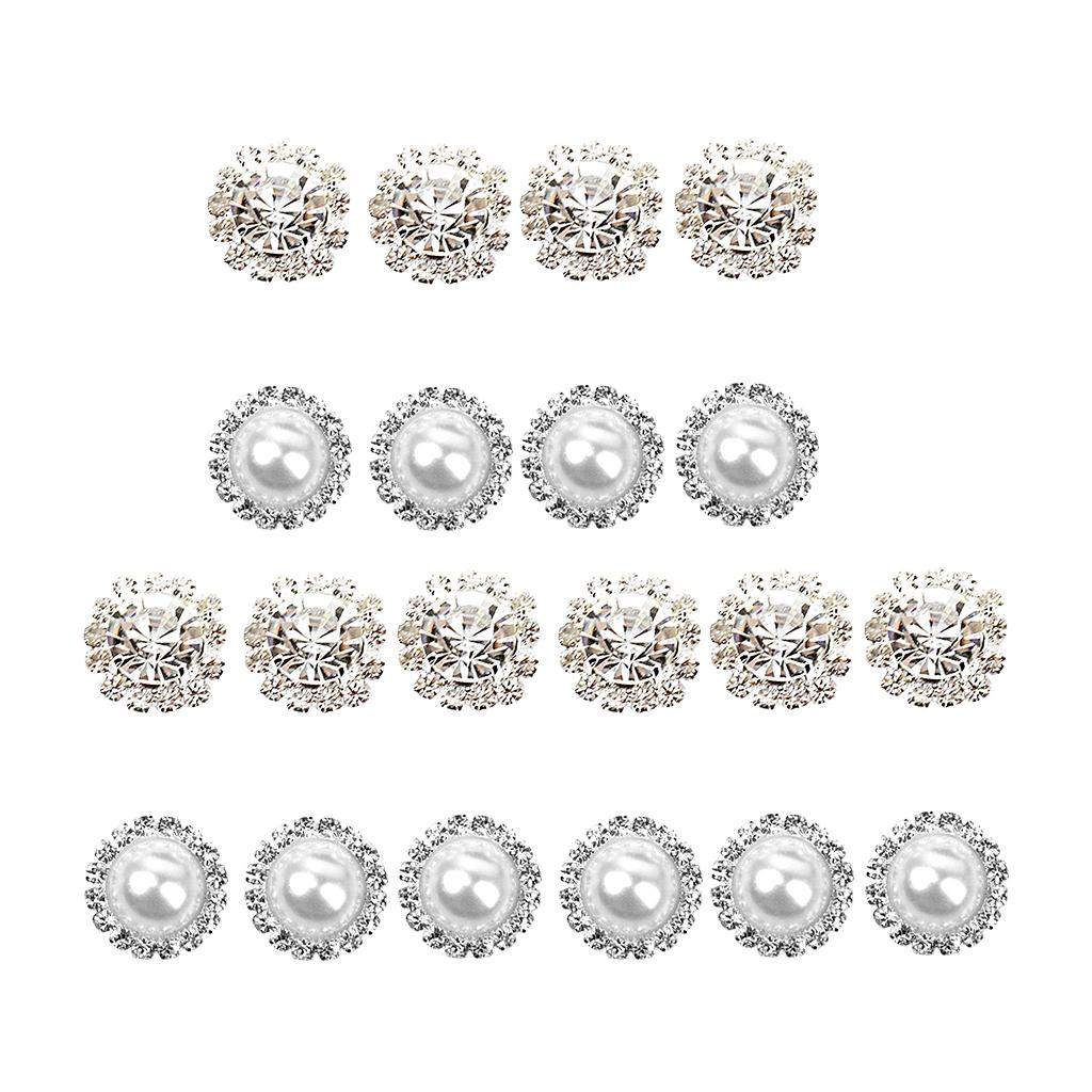 20 Pieces Mixed Shapes Pearl Rhinestone Flatback Buttons DIY Embellishments