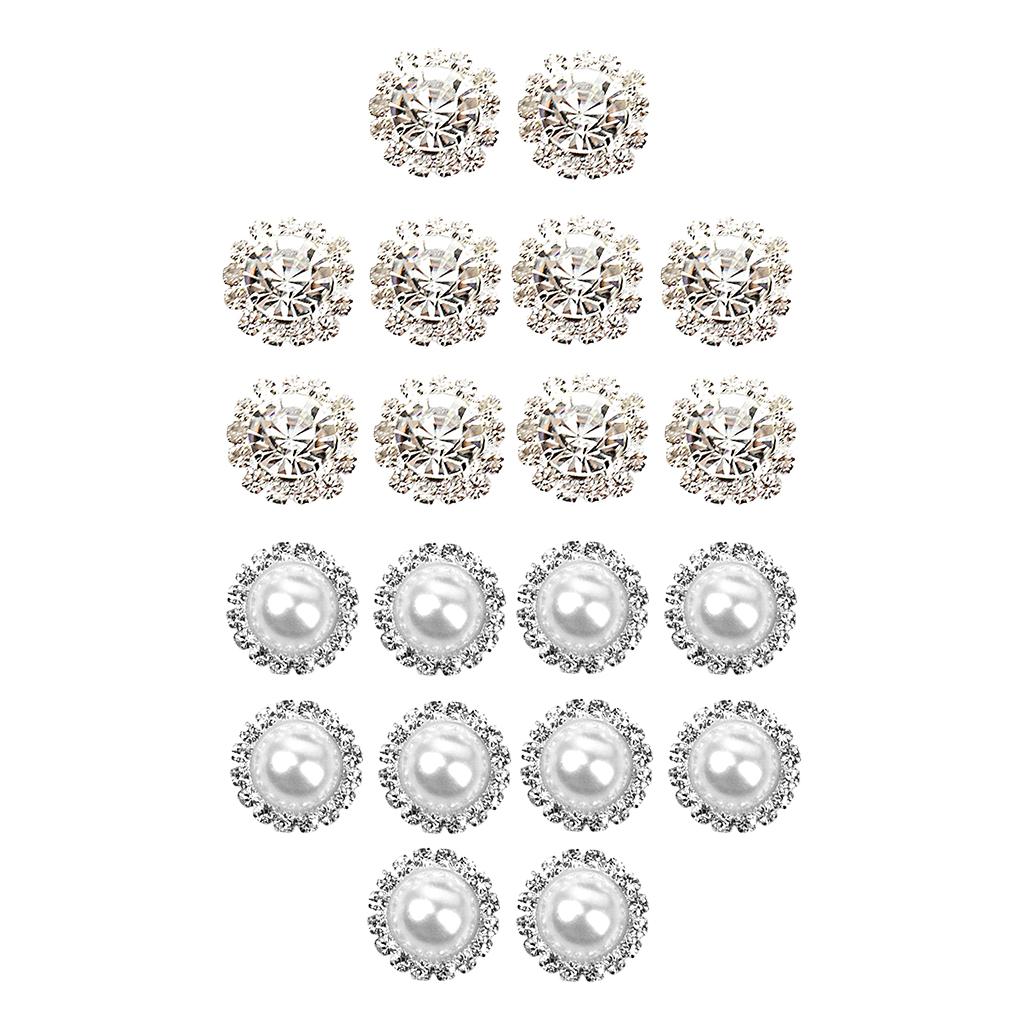 20 Pieces Mixed Shapes Pearl Rhinestone Flatback Buttons DIY Embellishments