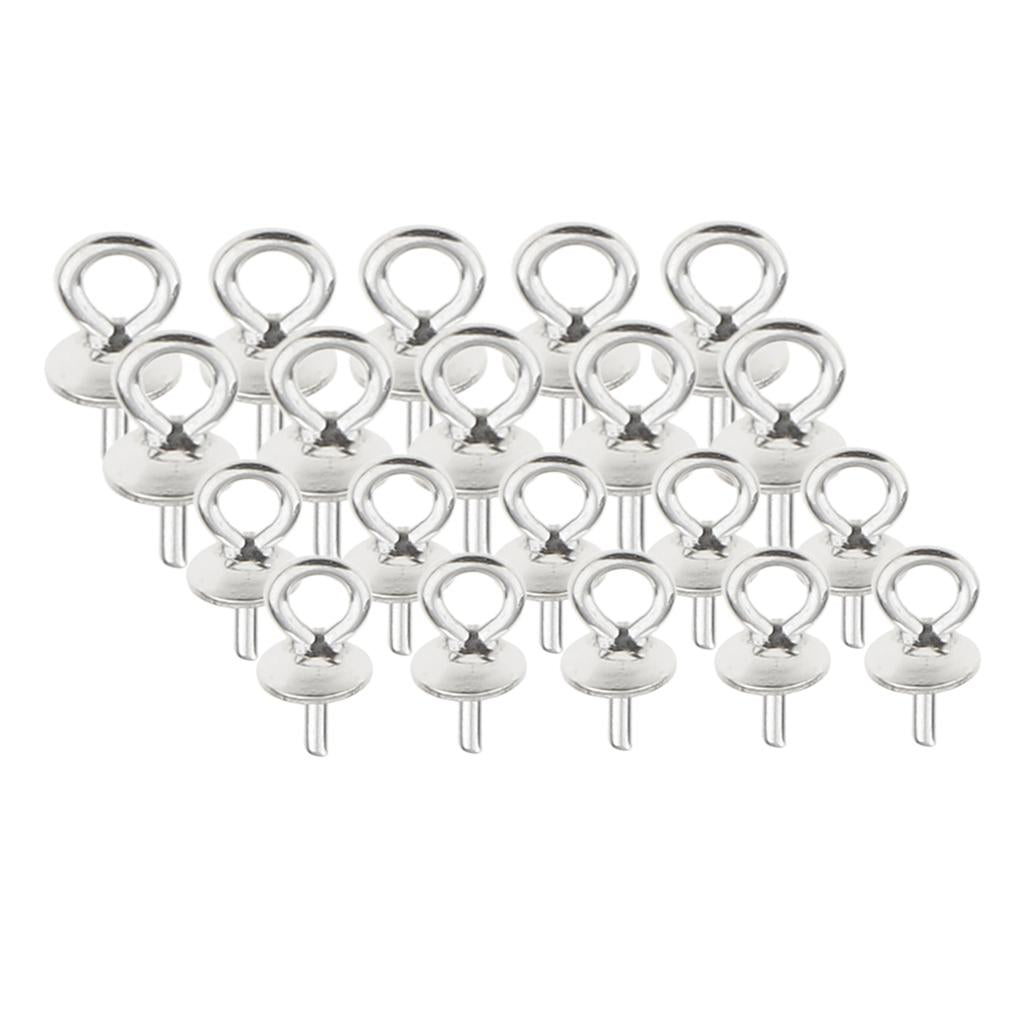 20Pieces Sterling Silver 925 Pendant Clasp Pearl Bail Pins Connector 4mm 5mm