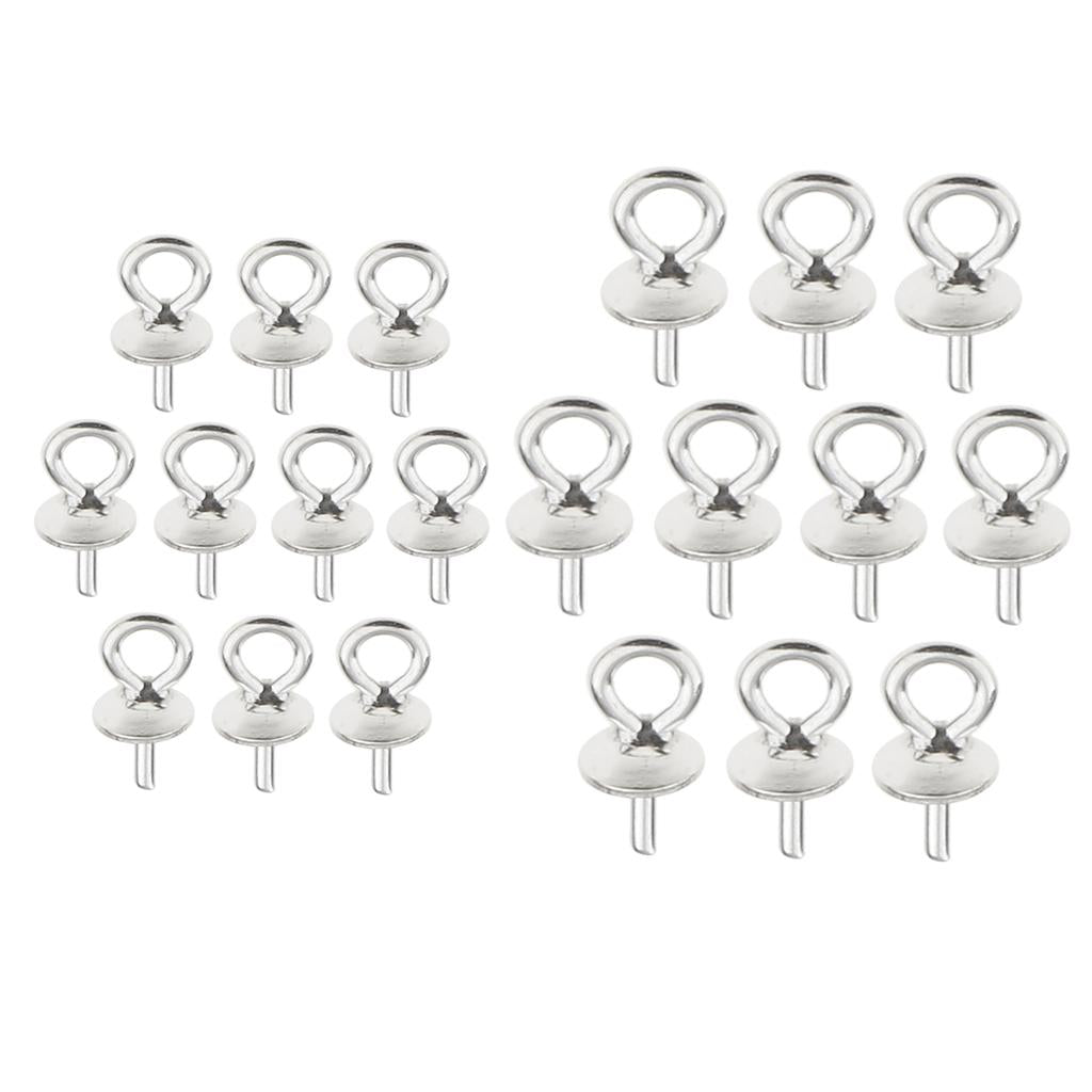 20Pieces Sterling Silver Pendant Clasp Pearl Bail Eye Pins Connectors Supply
