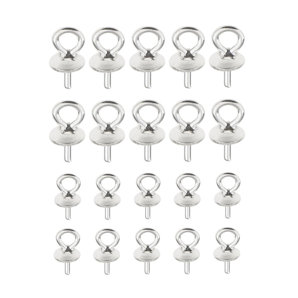20Pieces Sterling Silver Pendant Clasp Pearl Bail Eye Pins Connectors Supply