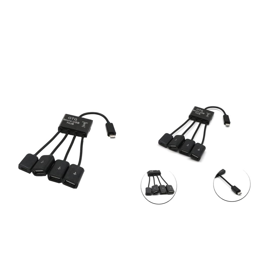 2pcs 4 in 1 Micro USB OTG Hub Cable Adapter for Android Smartphones