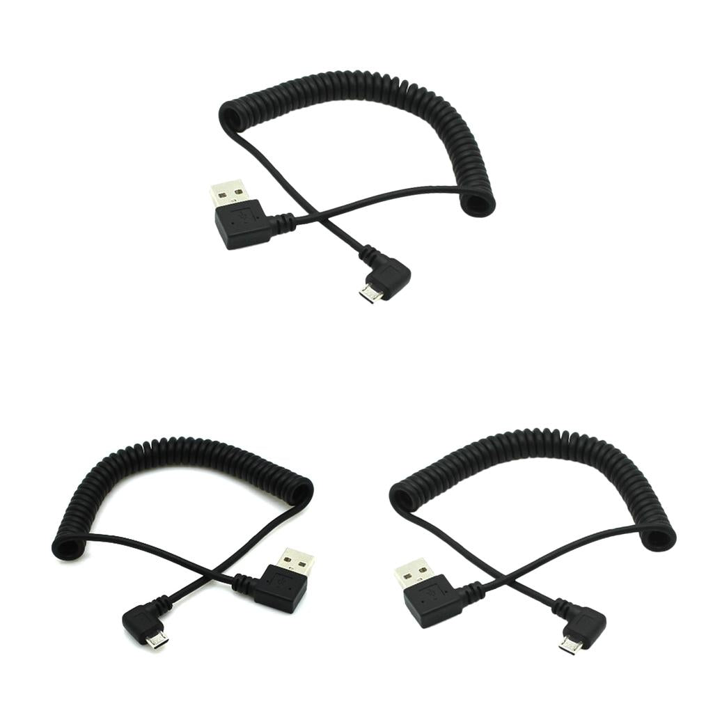 4 Pieces 1m Spring Coiled USB 2.0 Male A to Micro USB 5-pin Cable Cord