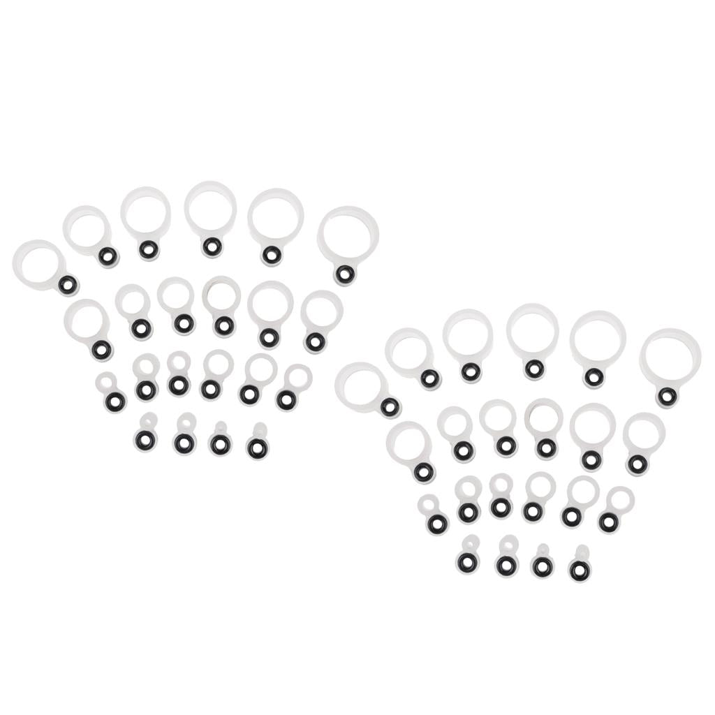 44pcs Silicone and Ceramic Fishing Rod Guides Repair Kit Rod Tip Eye Rings