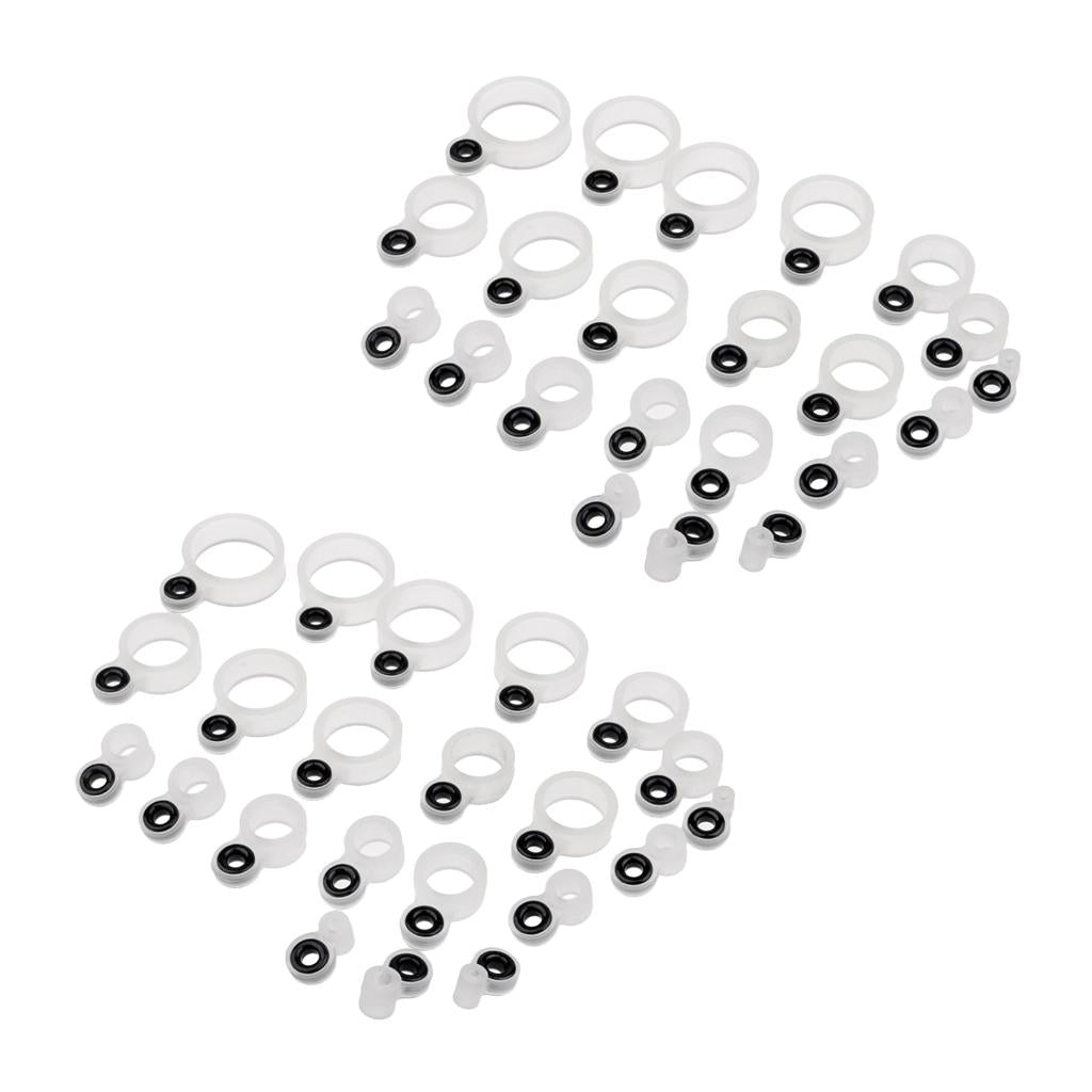 44pcs Silicone and Ceramic Fishing Rod Guides Repair Kit Rod Tip Eye Rings
