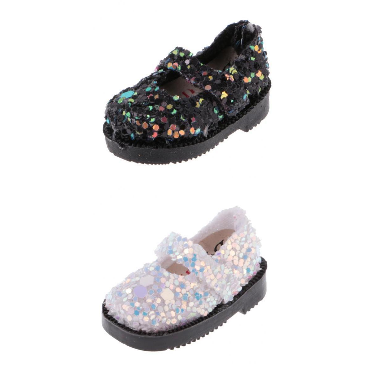 2 Pairs of Doll Sequins Shoes for 1/6 12'' Blythe Dolls Clothing Accessory