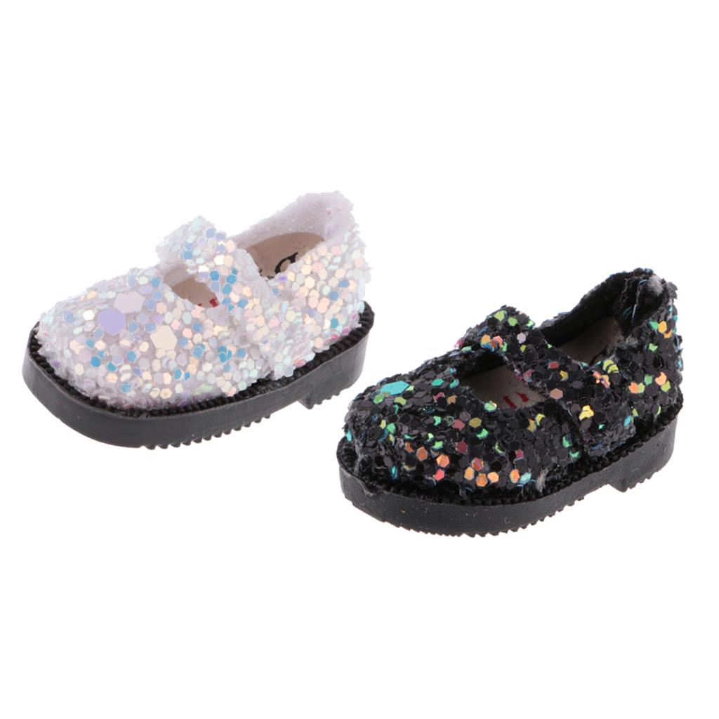 2 Pairs of Doll Sequins Shoes for 1/6 12'' Blythe Dolls Clothing Accessory