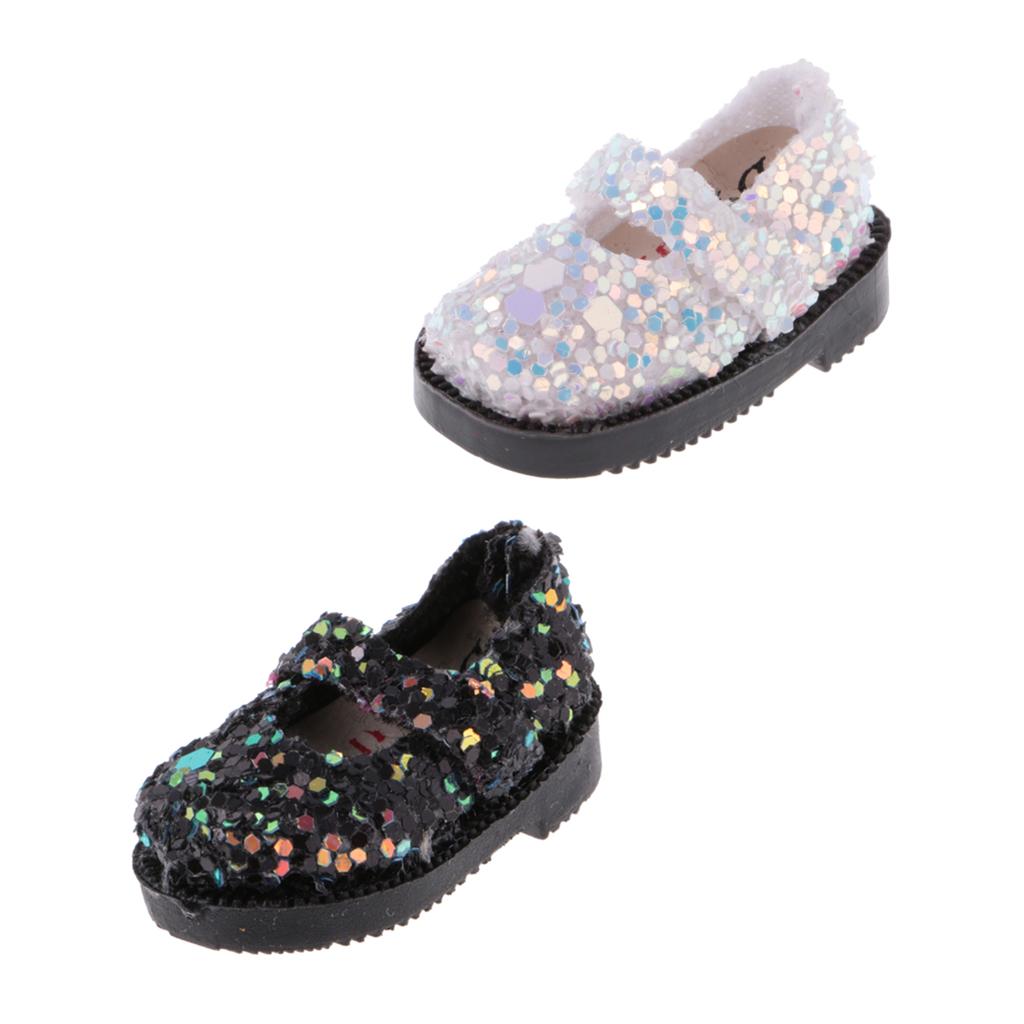 2 Pairs of Doll Sequins Shoes for 1/6 12'' Blythe Dolls Clothing Accessory