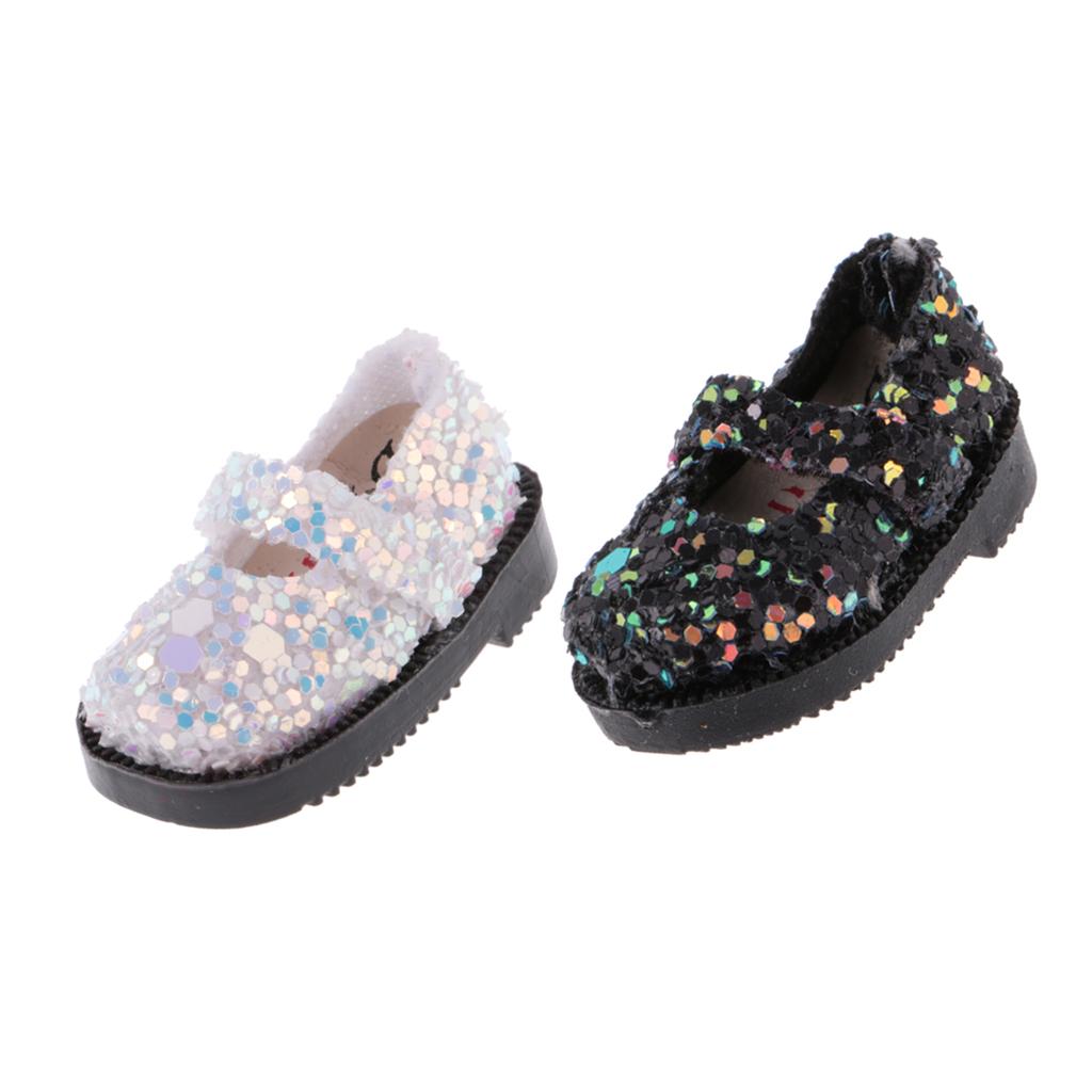 2 Pairs of Doll Sequins Shoes for 1/6 12'' Blythe Dolls Clothing Accessory