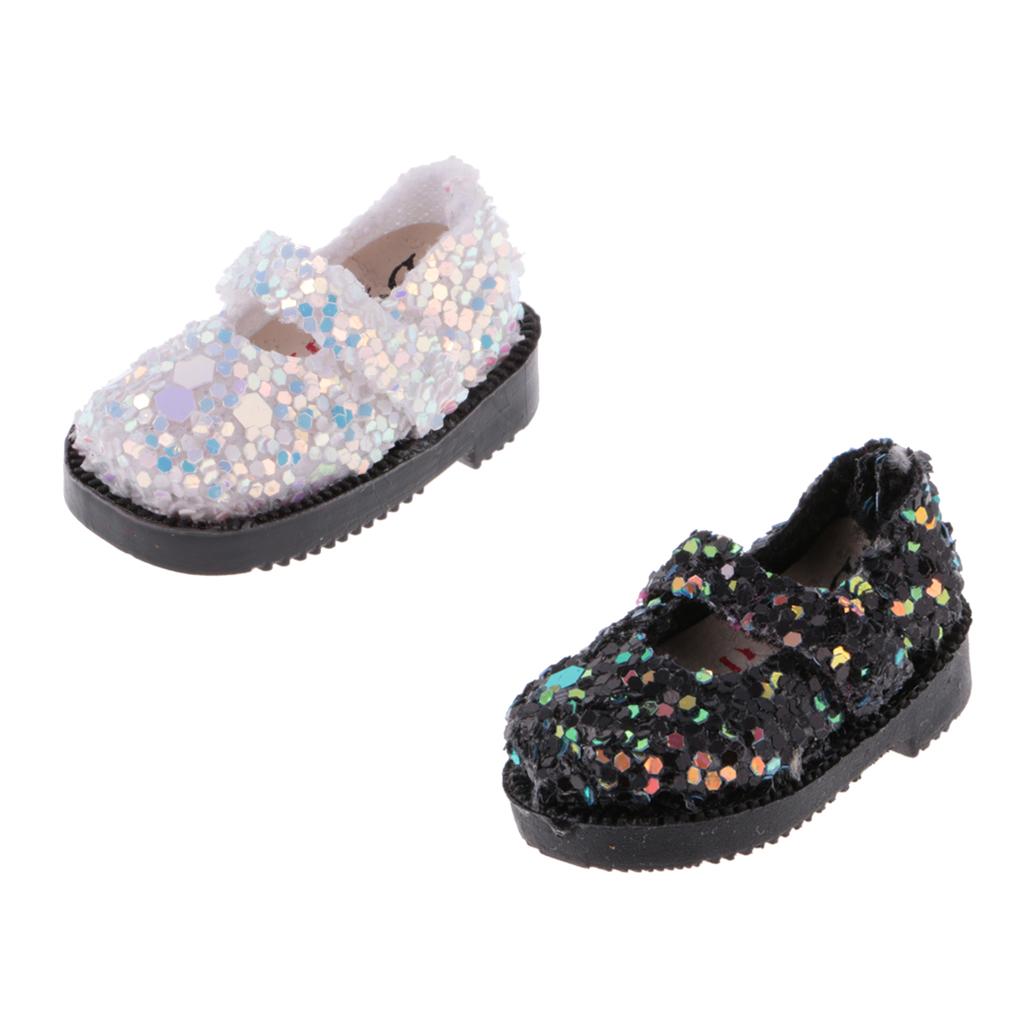 2 Pairs of Doll Sequins Shoes for 1/6 12'' Blythe Dolls Clothing Accessory