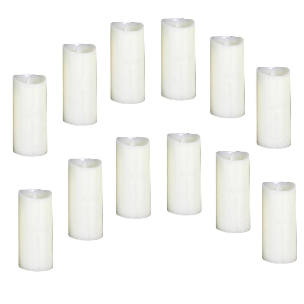 12Pcs Romantic LED Flameless Swing Flickering Simulation Candle Light 17.5cm