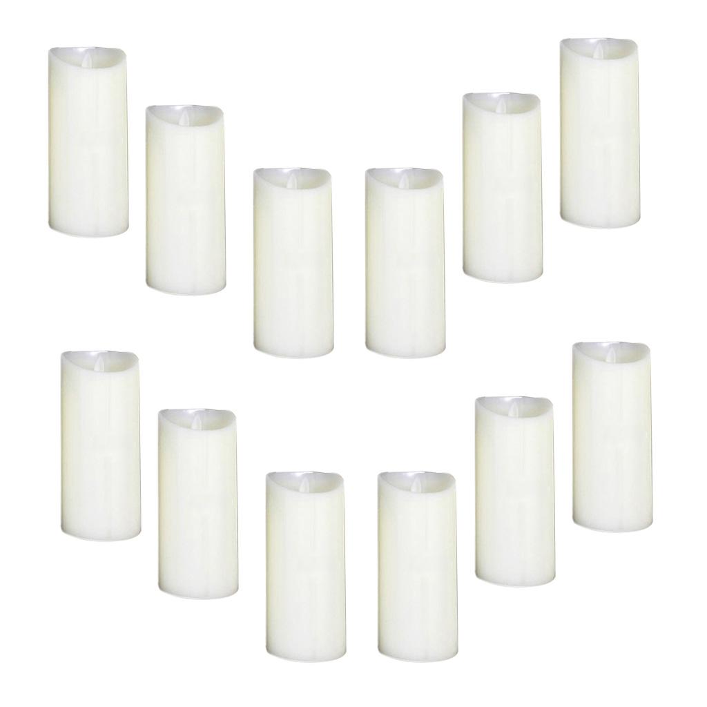 12Pcs Romantic LED Flameless Swing Flickering Simulation Candle Light 17.5cm
