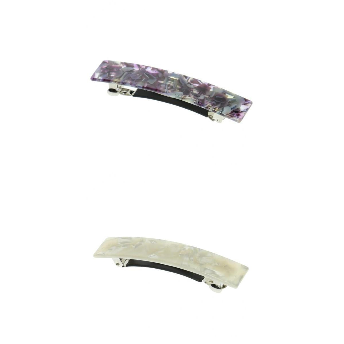 2pcs French Style Acetate Leopard Automatic Barrette Ponytail Holders