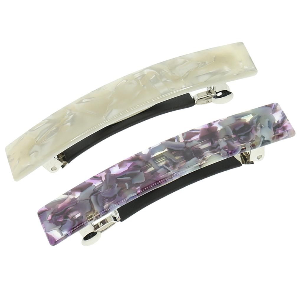 2pcs French Style Acetate Leopard Automatic Barrette Ponytail Holders