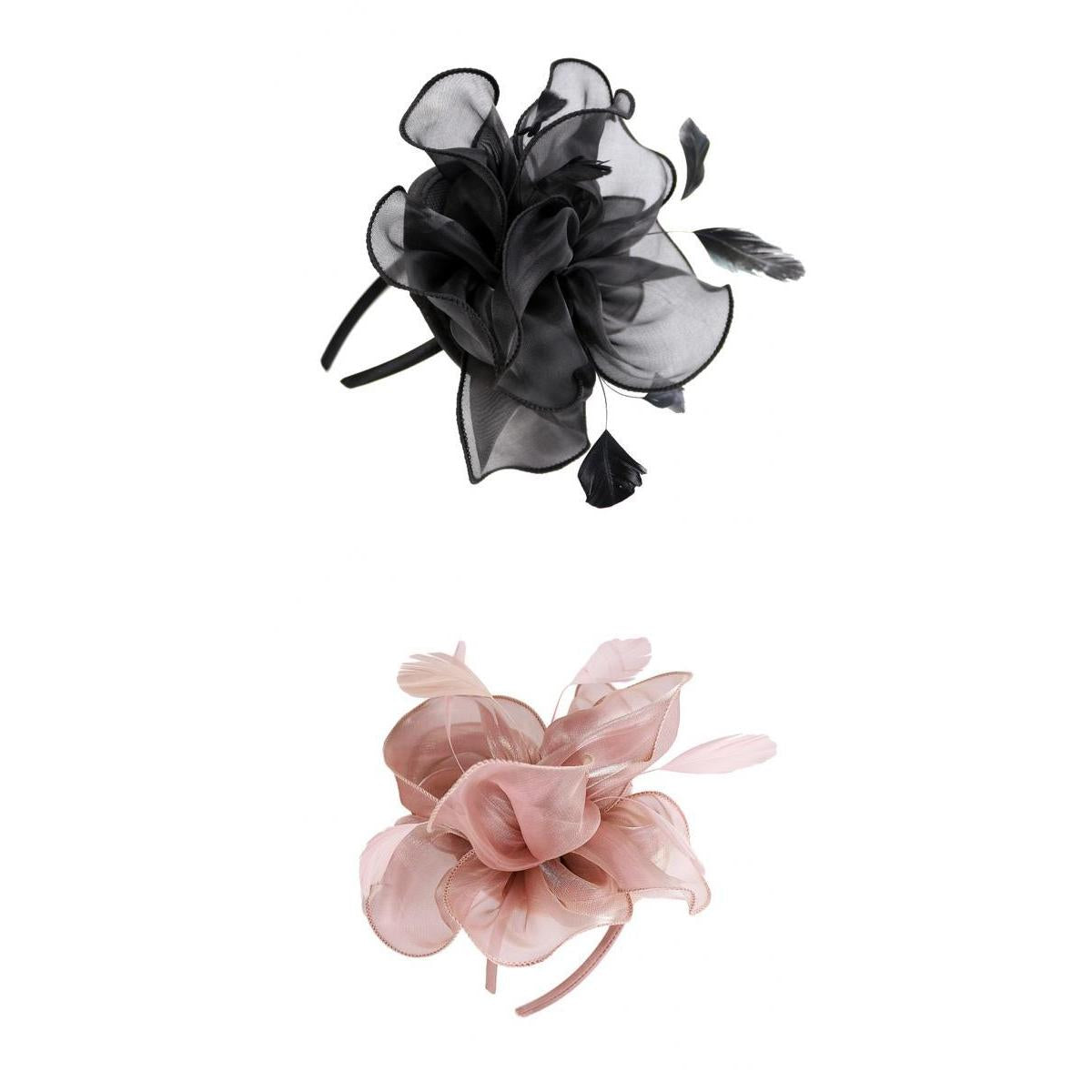 2pcs Lady Flower Fascinator Hat 1920s Gatsby Bridal Headband Cocktail Party