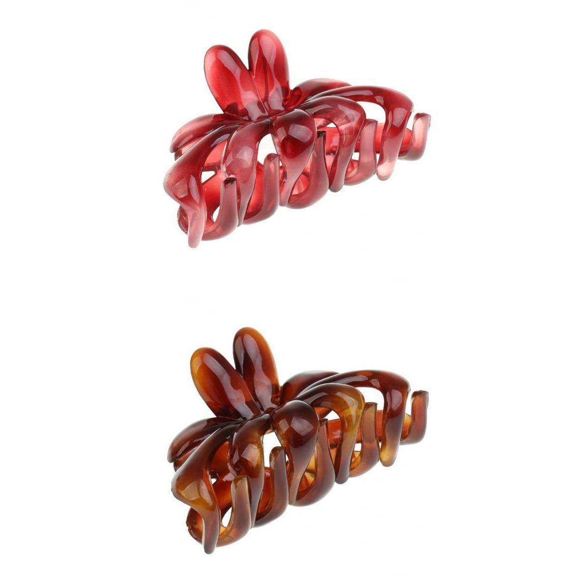 2pieces Simple Design Floral Acrylic Womens Girls Hair Claw Clip Accessory