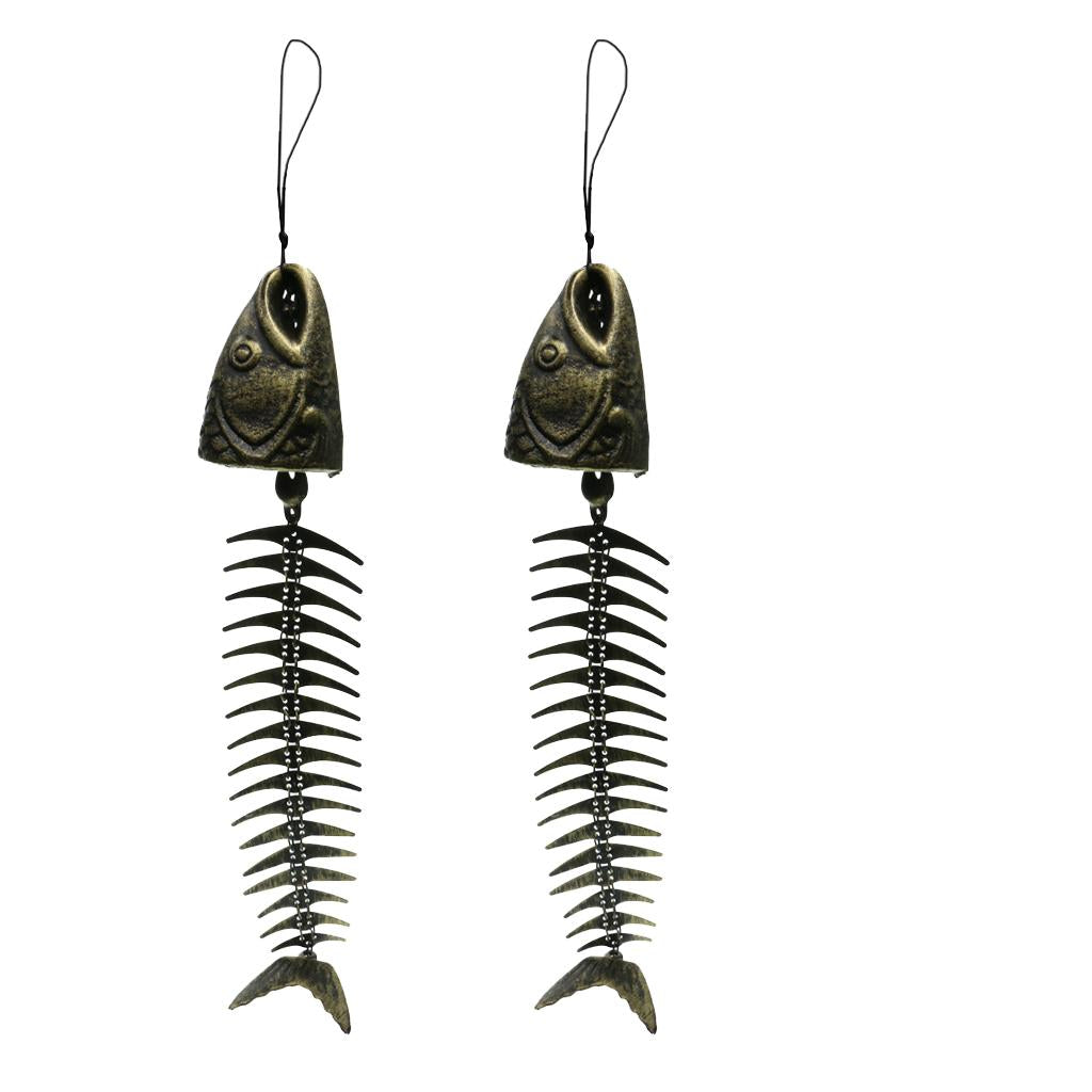 2pcs Decorative Fishbone Outdoor Chime Hanging Decor Patio Garden Balcony