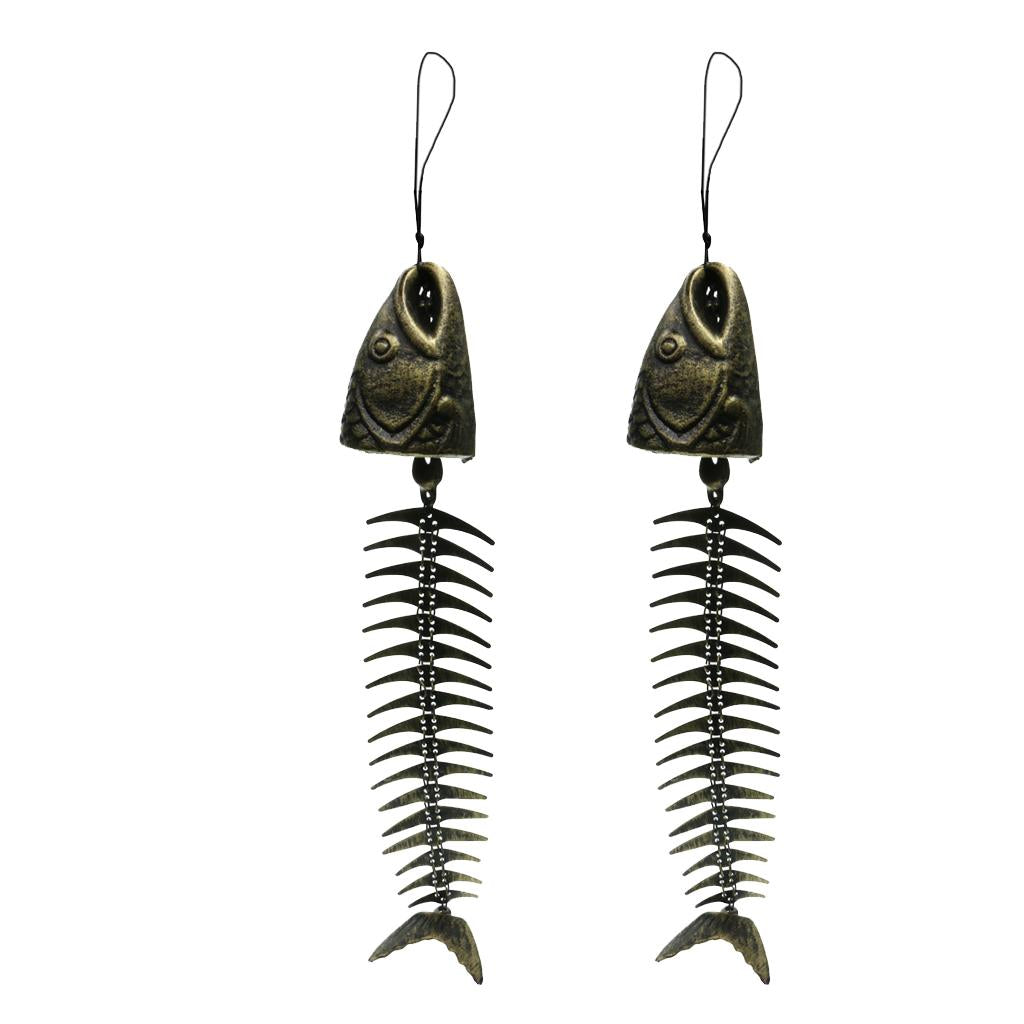 2pcs Decorative Fishbone Outdoor Chime Hanging Decor Patio Garden Balcony
