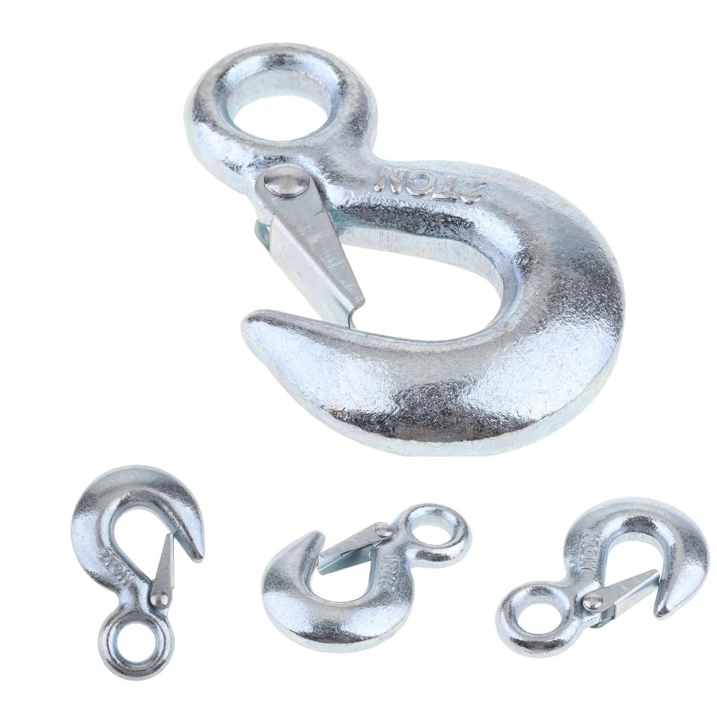 4 x Forged Steel 2T Eye Hook w/ Clevis Safety Latch for Winch Cable UTV/ATV