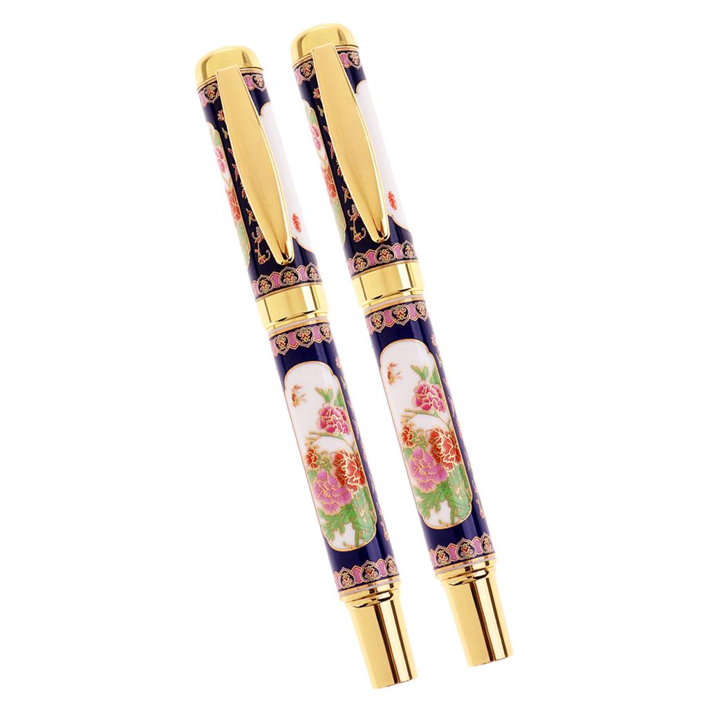 2pcs Chinese Ceramics Sign Pen Fountain Pen Ink Pen Gift Writing Tools