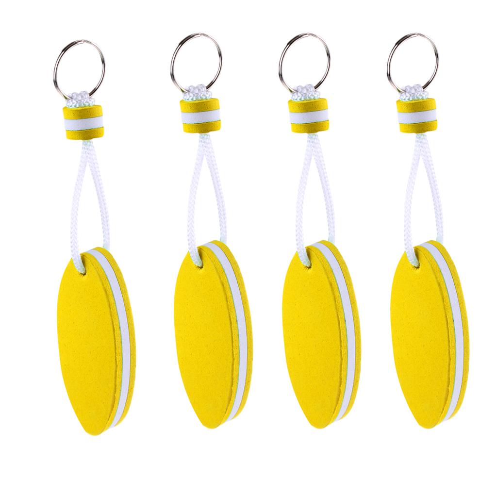 4Pcs Oval Shaped EVA Foam Floating Key Ring Canoe Boat Keychain Yellow
