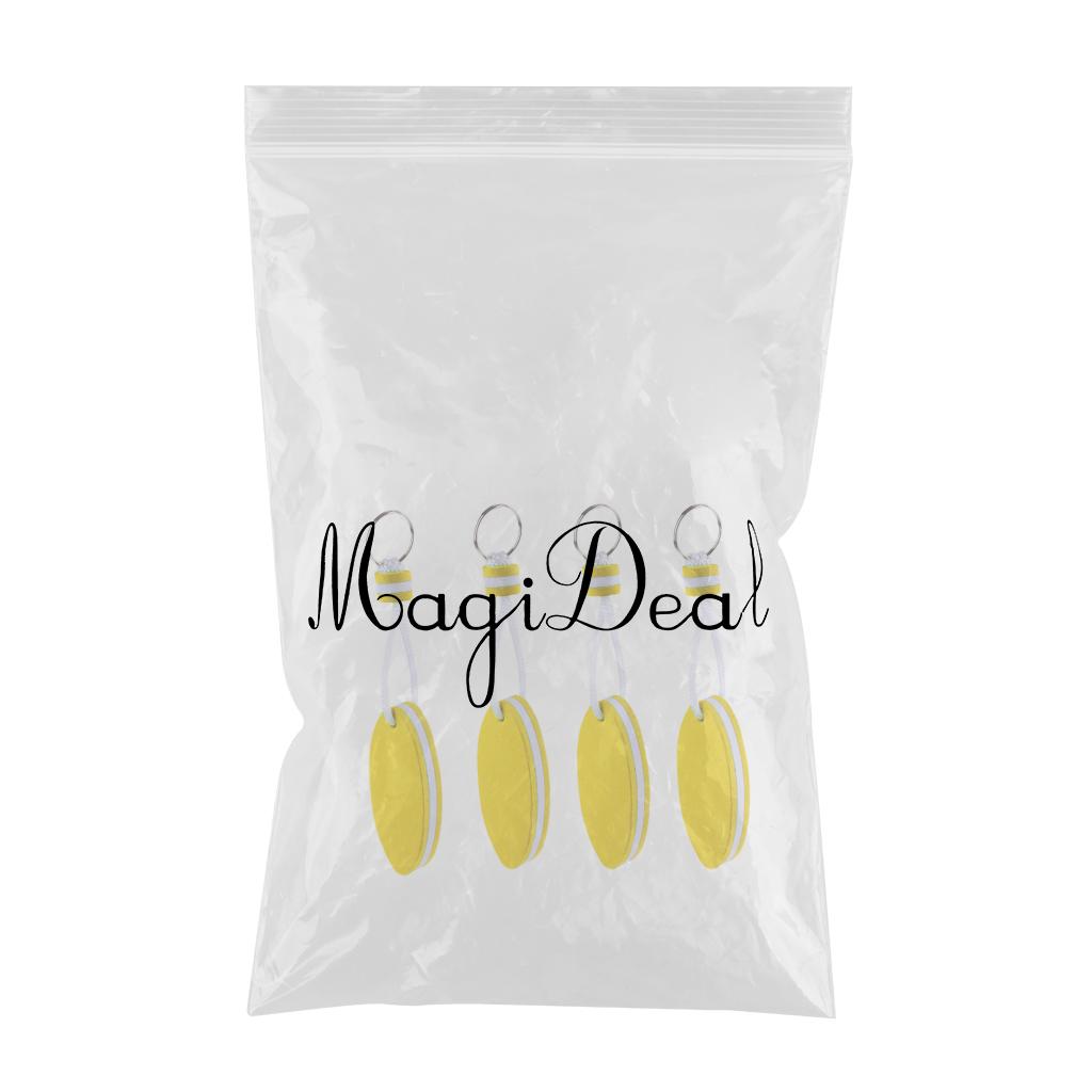 4Pcs Oval Shaped EVA Foam Floating Key Ring Canoe Boat Keychain Yellow