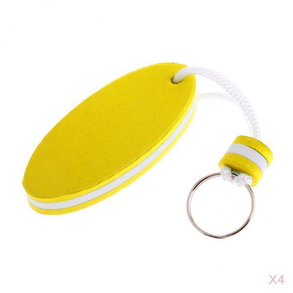 4Pcs Oval Shaped EVA Foam Floating Key Ring Canoe Boat Keychain Yellow
