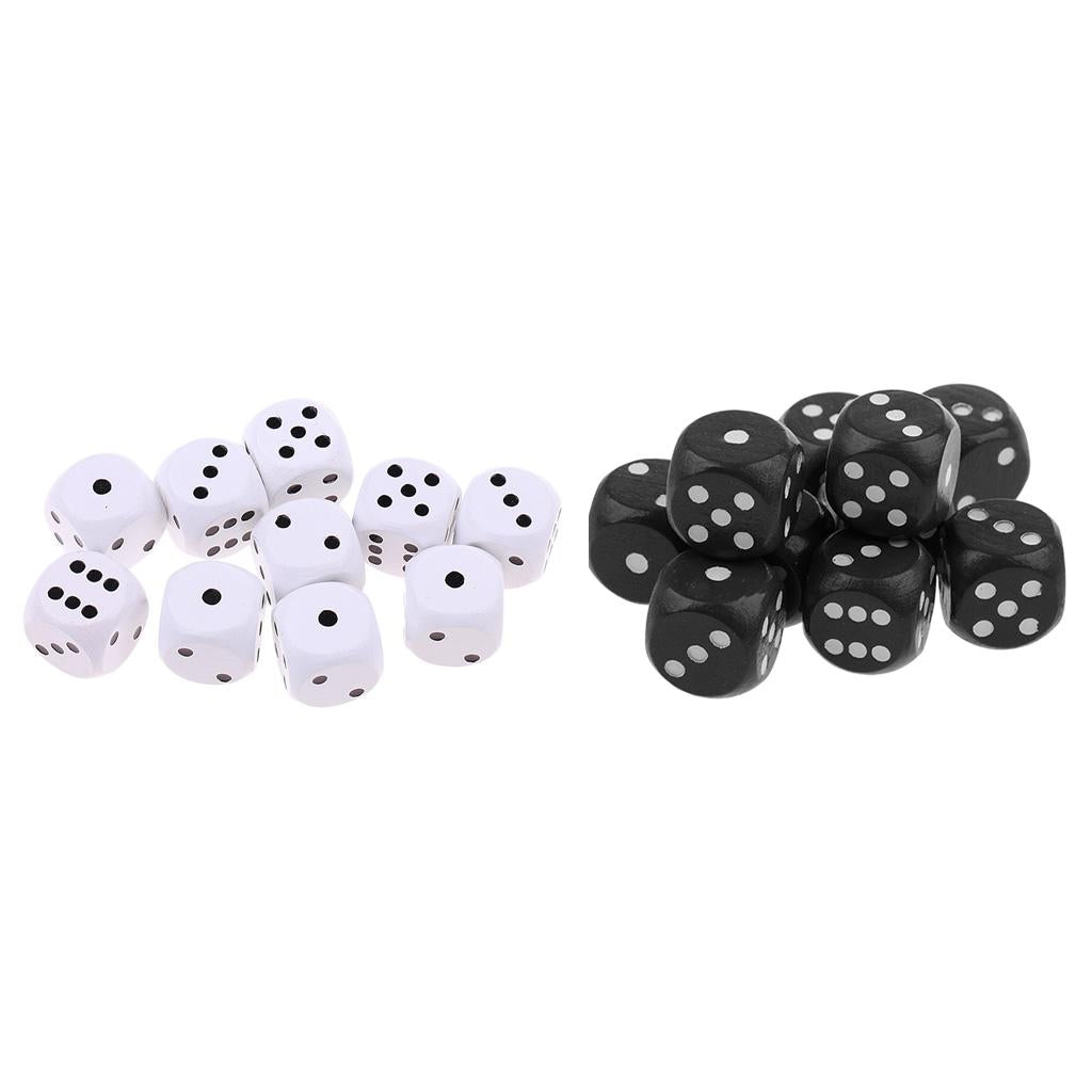 20 Pieces Wooden Dice D6 Dotted Dice for D&D TRPG Board Game Toys