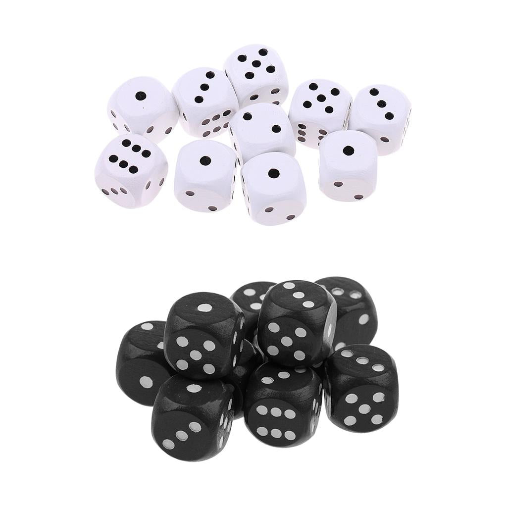 20 Pieces Wooden Dice D6 Dotted Dice for D&D TRPG Board Game Toys