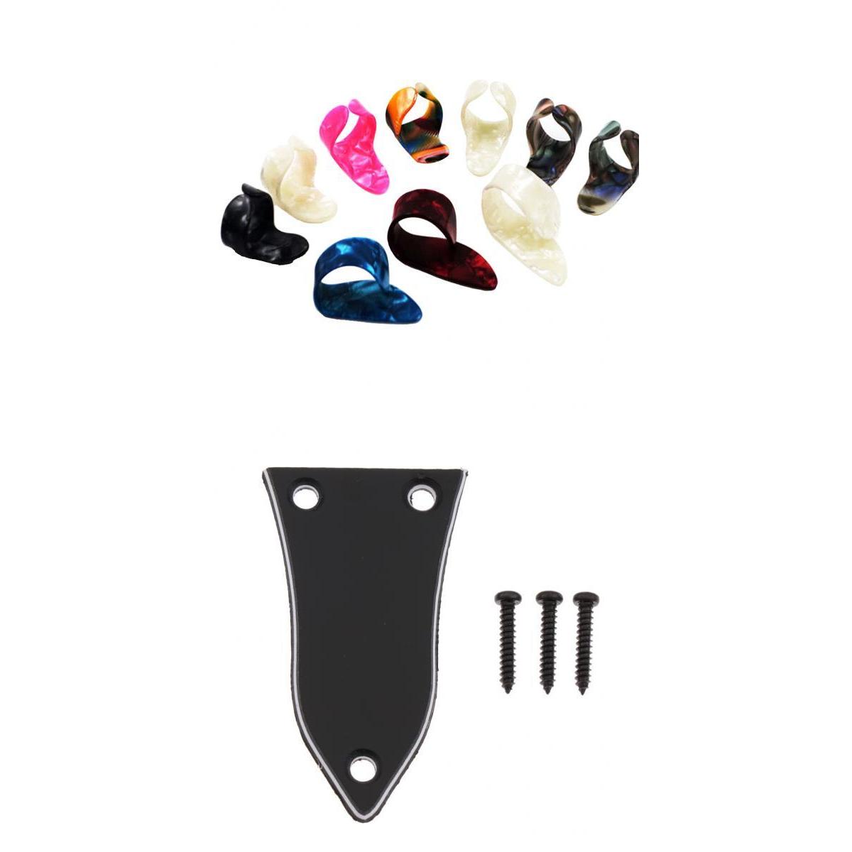3ply Truss Rod Cover with Screws+15pcs Celluloid Thumb Finger Guitar Picks