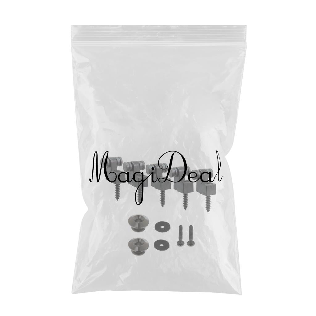 2 Pcs Strap Button +5Pcs Roller String Tree Guides Retainer Screw for Guitar