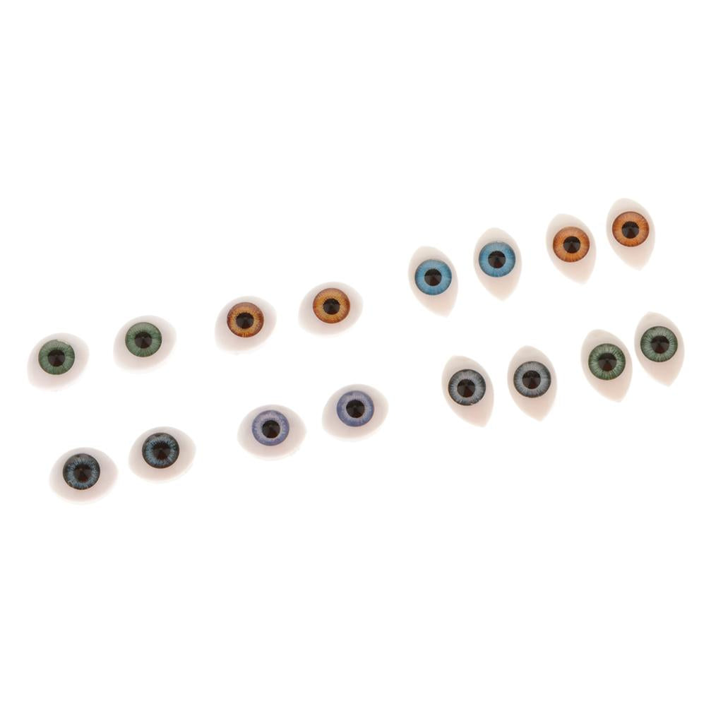 16 Pieces Plastic Oval Eyes Eyeballs for Mask Doll Bear Toy Making 5mm 6mm