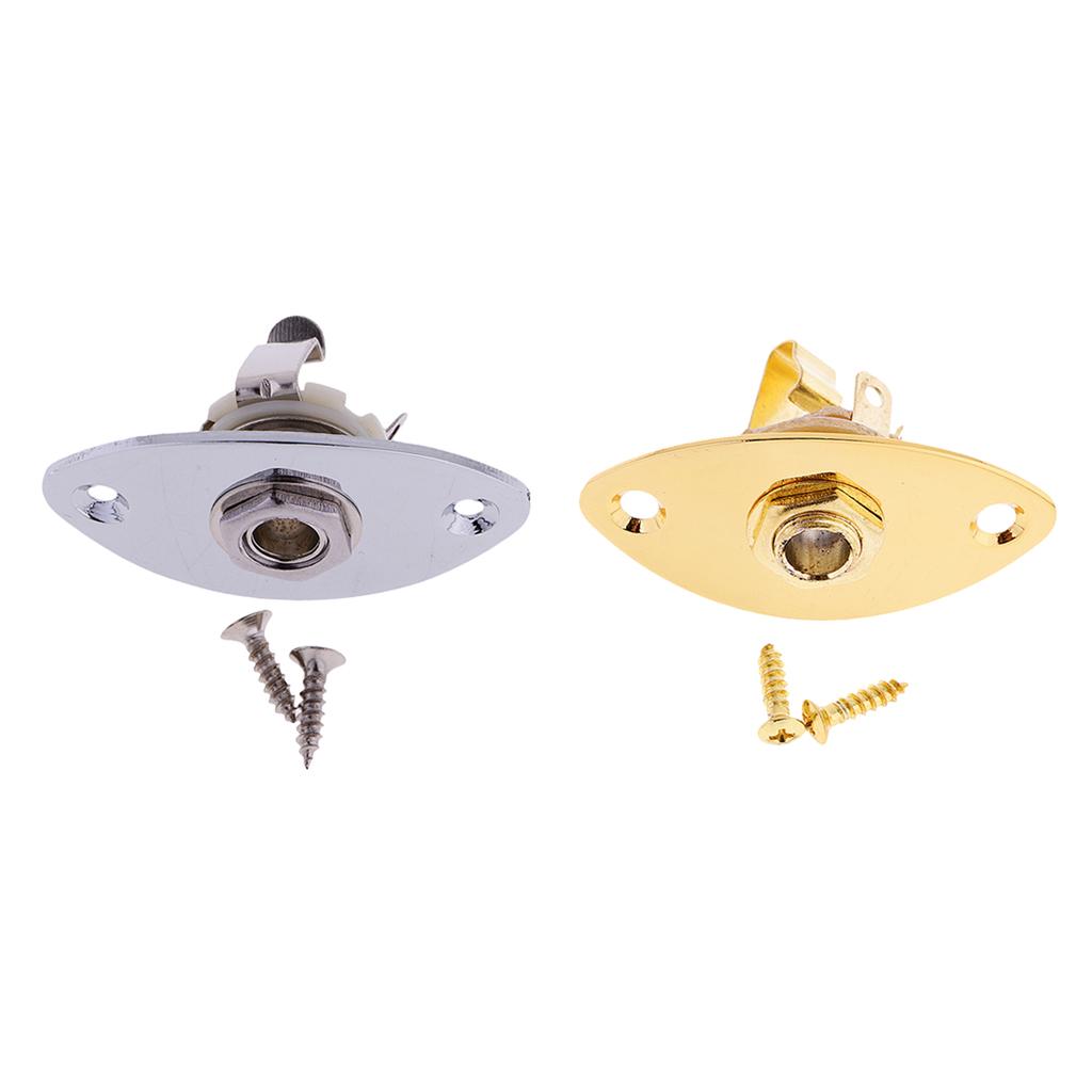 2 Pcs Electric Guitar Bass Jacket Plug Plates Output Input Socket w/Screws