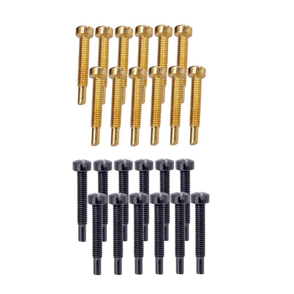 12 Sets Electric Guitar Humbucker Polepiece Mounting Screws Golden + Black