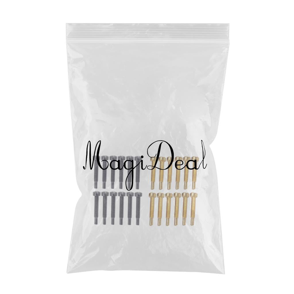 12 Sets Electric Guitar Humbucker Polepiece Mounting Screws Golden + Black