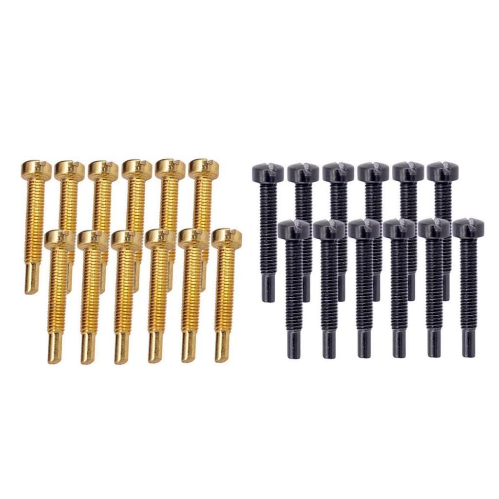 12 Sets Electric Guitar Humbucker Polepiece Mounting Screws Golden + Black