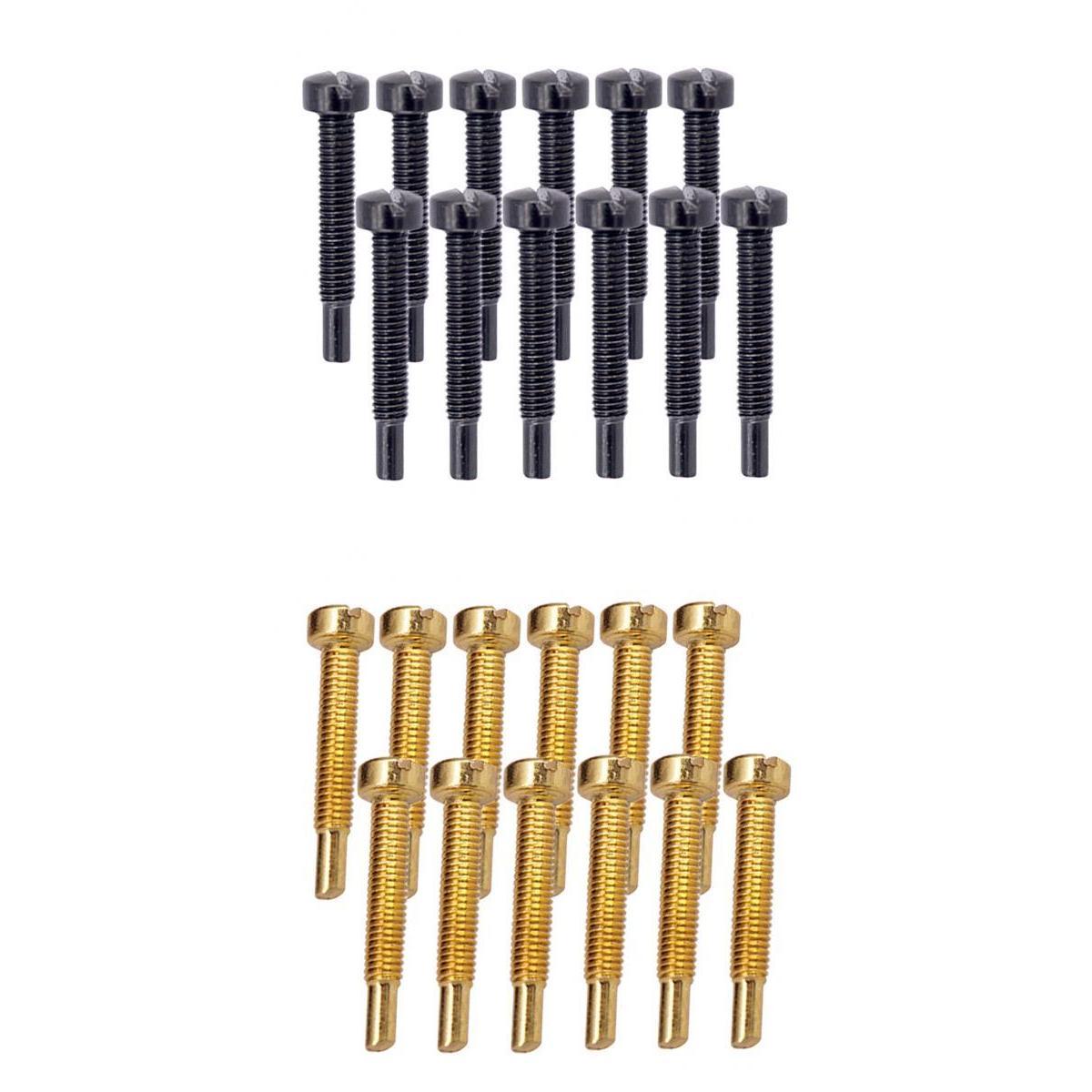 12 Sets Electric Guitar Humbucker Polepiece Mounting Screws Golden + Black