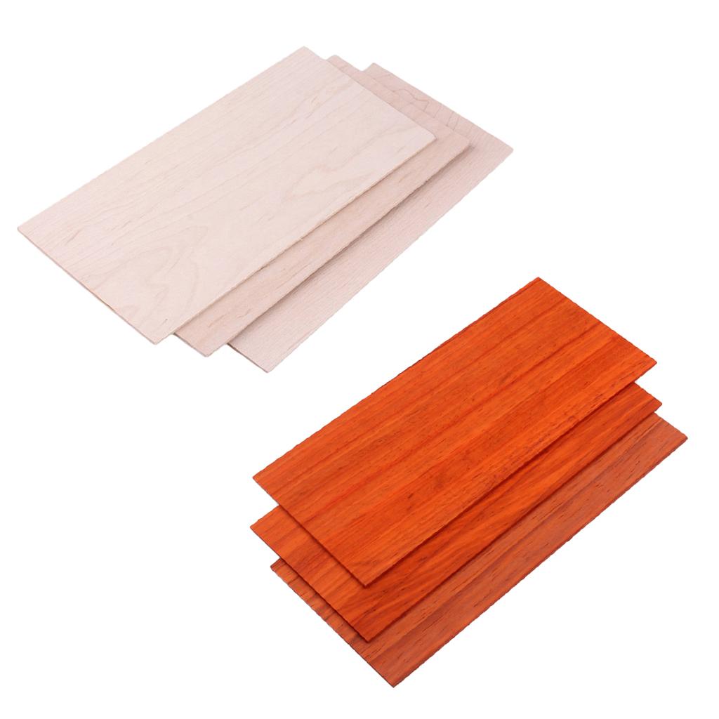 3 Sets Head Veneer Red Wood+Maple Guitar Head Veneer Headplate Luthier DIY